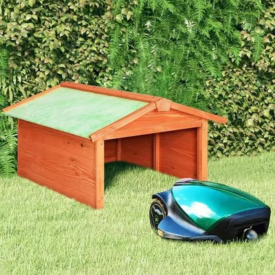 Produktbild von Tannenholz Massiv Mähroboter Garage Dach Unterstand Überdachung Rasenmäher Überdachung Holzgarage Rasenroboter Mährobotergarage 72 x 87 x 50 cm (B x T x H)