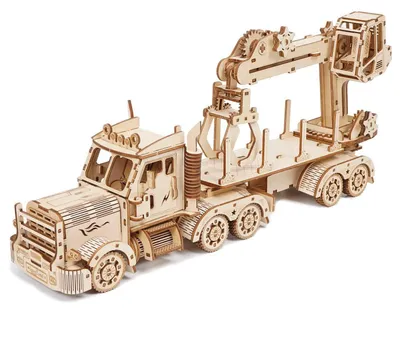 Immagine prodotto di Puzzle in legno 3D, camion con gru, kit di modellismo meccanico, set per il fai-da-te, 428 pezzi, adatto a partire dai 14 anni
