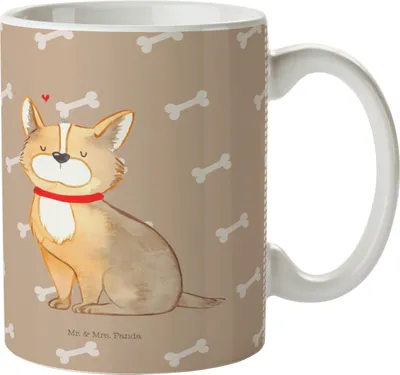 Produktbild von Mr. & Mrs. Panda Plastikbecher Hund Glück - Hundeglück - Geschenk, Corgie, Spruch, Trinklernbecher, Liebe, Herz, Haferl, Pott, Kindergarten Tasse, Kinderbecher