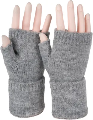 Zdjęcie produktu dla styleBREAKER Damskie rękawiczki bez palców z dzianiny z mankietem, ciepłe rękawiczki zimowe 09010052