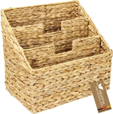 Produktbild von HMF Zeitungsständer geflochten aus Wasserhyazinthe, 3 Fächer, 35 x 24 x 32 cm