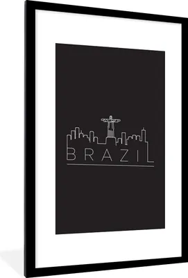 Produktbild von MuchoWow® MuchoWow® Gerahmtes Poster Stadtbild "Brasilien" vor schwarzem Hintergrund 60x90 cm - Poster mit zchwarzem Bilderrahmen - Dekoration - Wandposter Wohnzimmer - Hochwertig