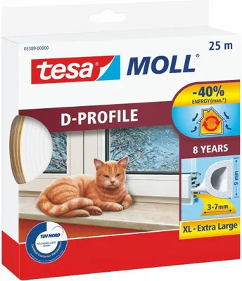 Zdjęcie produktu dla Tesa D-Profil 05389-00000-00 Dichtband moll Weiß L x B 25 m 9 mm 25 (05389-00000-00)