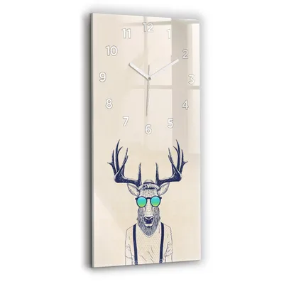 Produktbild von Wallfluent Wanduhr – Stilles Quarzuhrwerk - Uhr Dekoration Wohnzimmer Schlafzimmer Küche - Zifferblatt - weiße Zeiger - 30x60 cm - Abstraktionshirsch