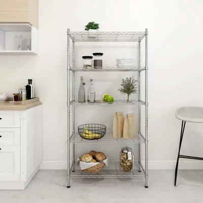 Produktbild von Möbel Lagerregal mit 5 Böden 90x35x180 cm Chrom 250 kg - Lager- & Regalsysteme 324623