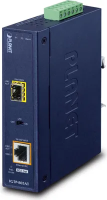 Obrázek produktu pro PLANET IGTP-805AT, 2000 Mbit/s, IEEE 802.3, IEEE 802.3ab, IEEE 802.3af, IEEE 802.3at, IEEE 802.3az, IEEE 802.3u, IEEE 802.3x, IEEE..., Gigabit Ethernet, 10,100,1000 Mbit/s, 1000BASE-SX, 1000BASE‑LX