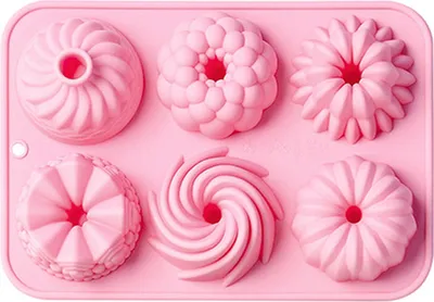 Produktbild von 6 Löcher Backform Antihaft-wiederverwendbare Lebensmittelqualität Fondant Kuchen Schokolade Dessert DIY Silikonform Küchenhelfer