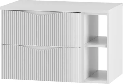Produktbild von Badezimmer Waschtischunterschrank mit 80 cm Breite in weiß mit gerillter Front, 2 Schubladen - CALURI-140
