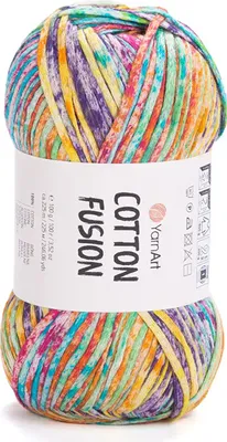 Produktbild von YarnArt Baumwolle Fusion: Multicolor Baumwollgarn, 225m/100g, für leichte Sommerprojekte