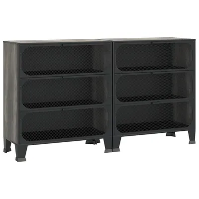 Zdjęcie produktu dla Szafki, 2 szt., szare, 72x36x82 cm, metal i MDF
