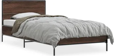 Produktbild von vidaXL Bettgestell Braun Eichen-Optik 90x200 cm Holzwerkstoff Metall