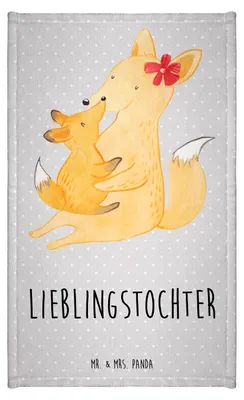 Produktbild von Mr. & Mrs. Panda Handtuch Fuchs Mama - Grau Pastell - Geschenk, Mutter, Gästehandtuch Bunt, Schoß, Tochter, Klein, Gästetuch, Muttertag, badezimmer, baumwolle