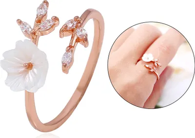 Produktbild von Mode Blume Zirkon Öffnung Finger Ring Einstellbar Frauen Schmuck Party Geschenk