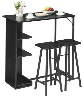 Zdjęcie produktu dla Zestaw do stołu barowego, zajmujący mało miejsca, wielofunkcyjny design, czarny