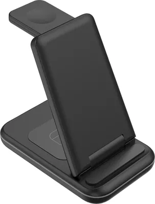 Produktbild von Kabelloses Ladegerät, 3-in-1 Qi-e Schnellladestation für Mobiltelefone, Smartwatches und Headsets,black