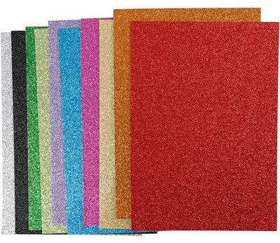 Produktbild von Moosgummi, A4, Blatt 210x297 mm, Dicke 2 mm, Glitter, Sortierte Farben, 10 Bl. sort./ 1 Pck