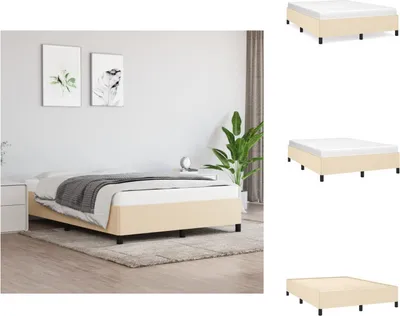 Image de vidaXL Cadre de lit Crème 140x190 cm Tissu - Lits et sommiers