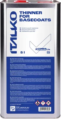Produktbild von ITALKO Basislack-Verdünner 5L – Universalverdünner für lösemittelhaltige Basislacke – perfekte Viskosität, gleichmäßige Körnung