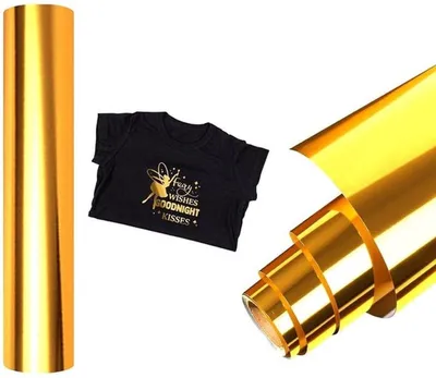 Metallisch glänzende Vinylfolie 30,5 x 183 cm - Permanent schneidbar - HTV Vinylrolle für T-Shirt - Goldfarbe - DIY