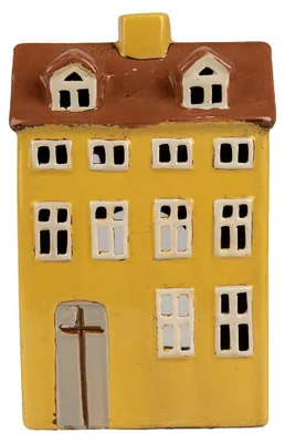 Immagine prodotto di Clayre & Eef Portacandele House 12x8x18 cm in Vetroceramica giallo marrone