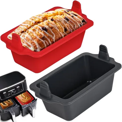Produktbild von Silikon Brotbackform 2 Stück für Heißluftfritteuse 14.5 x 8.3 x 5.5 cm Rechteckig