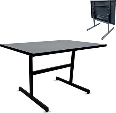 Imagen del producto de Mesa plegable para jardín, color antracita, con estructura de acero, ideal para uso doméstico