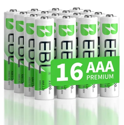 Productafbeelding van AAA oplaadbare batterijen 1100mAh - 16 stuks Ni-Mh batterij