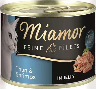 Produktbild von Miamor Feine Filets in Jelly Thun & Shrimps, Adult, jede Rasse, Garnele, Thunfisch, 185 g