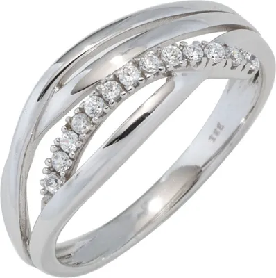 Produktbild von Ring Goldring Damenring mit weißen Zirkonia 333 Gold Weißgold Damen Innenumfang 50mm  Ø15.9mm