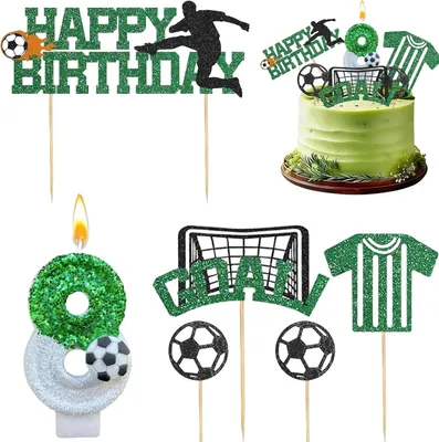 Produktbild von Kerze für einen Jungen zum 8. Geburtstag, mit Tortendekoration
