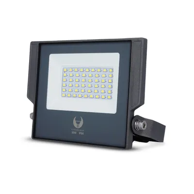 A studio shot of a floodlight on a white background.