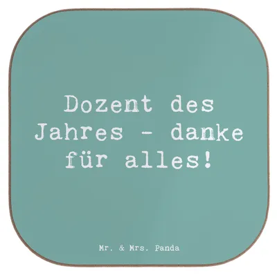 Produktbild von Mr. & Mrs. Panda Tischschoner Spruch Dozent des Jahres - Meeresbrise - Geschenk, Bedanken, handgefertigte Geschenke, Danke sagen, Wertschätzung, Coaster, Holzuntersetzer