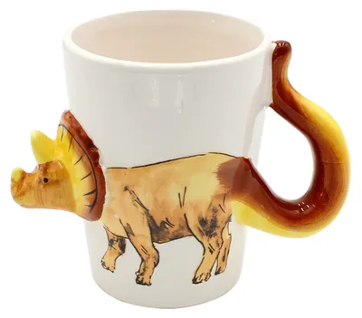 Kaffeetasse Triceratops Keramik 300 ml 11x7 cm braun