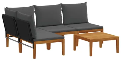 Produktbild von vidaXL 5 stk. Massives Akazienholz & Seil Natur