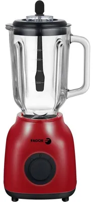 Image de FAGOR FGB2153, mixeur 2-en-1, 400 W, avec bol en verre de 1,5 litre et hachoir, 2 vitesses + fonction pulse, couleur rouge