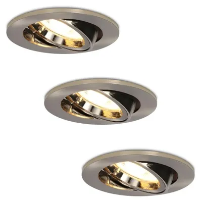 Produktbild von hoftronic LED Einbaustrahler 4W 2700K GU10 schwenkbar Edelstahl 3er Set