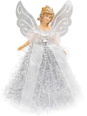 Produktbild von Belle Vous Weihnachtsengel Baumspitze - 20,5 x 8,2 cm Engel Figur Silber aus Plastik als Weihnachtsbaum Spitze Christbaumspitze Figuren -