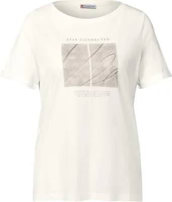 Produktbild von Street One artwork shirt w.turn-up cuffs off white 42