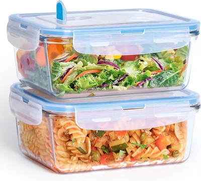 Produktbild von Glasbehälter für Lebensmittel – Aufbewahrungsset – Mahlzeitenvorbereitung – Luftdichte Deckel – 1 Liter – Transparent