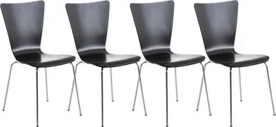 Produktbild von TPFLiving 4er Set Besucherstuhl Stapelstuhl Jaron mit Holzsitz und Metallgestell Farbe: Schwarz