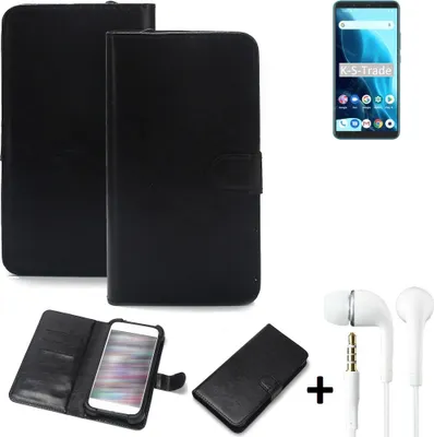 Produktbild von K-S-Trade Wallet Case Handyhülle kompatibel mit Cubot Note 9 Schutzhülle Flip cover Flipstyle Tasche Hülle Flipcover Slim Bumper schwarz + in ear
