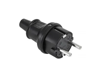 Immagine prodotto di Spina di rete Schuko tipo tedesco 16A/250V IP44 (gomma nera)