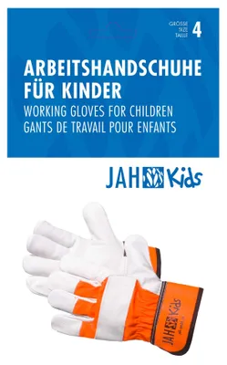 Produktbild von Jah Kinder-Lederhandschuh mit Stulpe (orange) – weich & griffsicher – für Garten