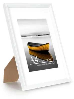 Productafbeelding van A4 witte fotolijst, 21x29,7 cm, veelzijdige posterlijst