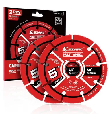 Obrázek produktu pro Řezací kotouče z tvrdokovu, 125 mm x 22,2 mm, pro řezání dřeva, laminátu, plastu a sádrokartonu, balení 2 kusy