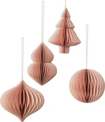 Produktbild von Broste Copenhagen Copenhagen CHRISTMAS MIX Papierhänger dusty pink Set4