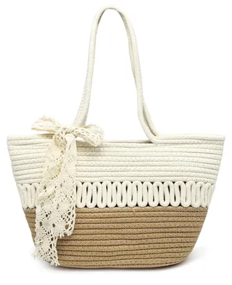 Image de Sac de plage en crochet pour femme, avec fermeture éclair, idéal pour l'été et les voyages