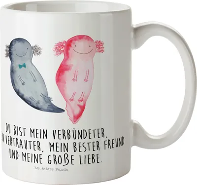 Produktbild von Mr. & Mrs. Panda Kindertasse Axolotl Freundin - Weiß - Geschenk, Liebe, Valentinstag, Pott, Kunststoffbecher, Plastikbecher, Mehrwegbecher, Trinklernbecher