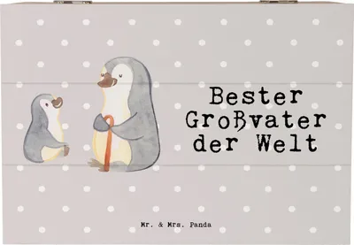 Produktbild von Mr. & Mrs. Panda Box Pinguin Bester Großvater der Welt 22 x 15 cm - Grau Pastell - Geschenk, geschenkkiste, Geschenkidee, Grossvater, Opa, truhe mit deckel, Schatulle
