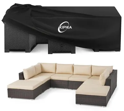 Image de Housse de protection pour meubles de jardin, résistante aux intempéries hivernales, en Oxford 420D, imperméable, avec protection UV, dimensions : 320 x 320 x 81 cm